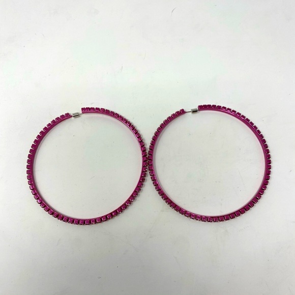 Oversized AREA Pink Hoop Earrings - Picture 4 of 4